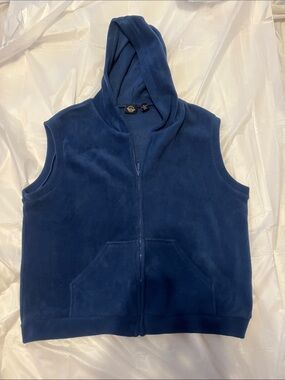 Dockers Navy Blue Hooded Fleece Vest with Zip